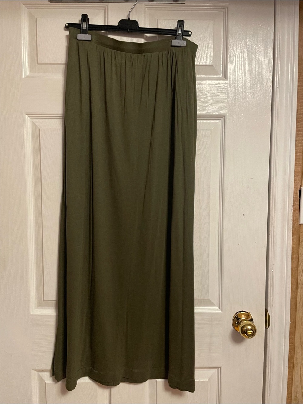 H&M Olive Maxi Skirt in Deep Olive Green